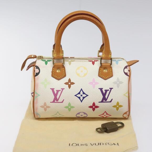 LOUIS VUITTON Monogram Multicolor Mini Speedy Hand Bag White M92645 - Picture 12 of 16